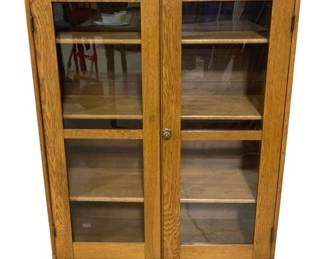 5364 - Antique Glass Front Bookcase Cabinet (Description): 38 x 14 x 56