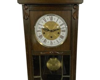4225 - Western Germany Clock w/ Key - 32 x 8.5 x 13 (Description): Used as is electric/electronic/mechanical item. No guarantee all components, untested.