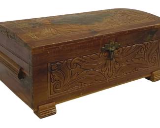 5068 - Carved Wood Trinket/Jewelry Box - 10.75 x 5 x 10.5