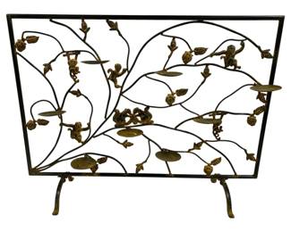 5086 - Wrought Iron Fireplace Screen Candleholder (Description): 30 x 23 x 9