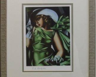9101 - Young Lady with Gloves print by Tamara De Lempicka (Description): 15.5 X 18.5