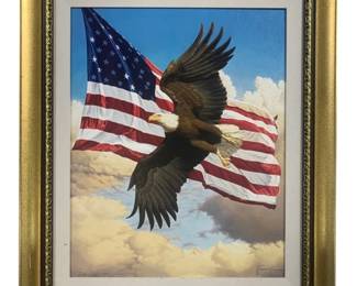6035 - Framed Canvas Eagle Print - Signed #1363/2600 (Description): 33 x 39