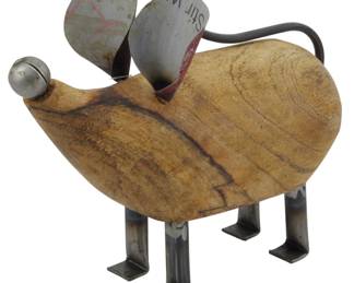 576 - Wood & Metal Mouse Figure 7"