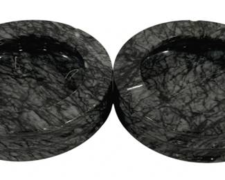 4200 - 2 Marble Ashtrays - 6" Round