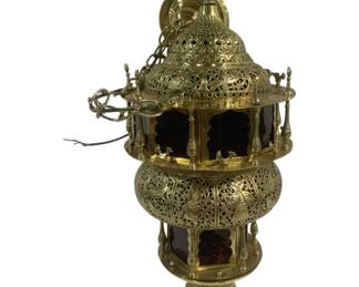 6008 - Vintage Brass Light Fixture - 28 x 10 (Description): Used as is electric/electronic/mechanical item. No guarantee all components, untested.