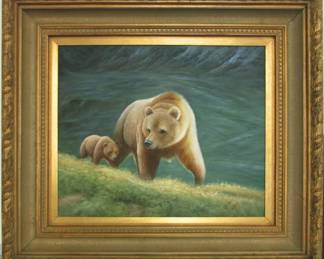 9909 - Oil on Canvas Artist signed (Description): 34 x 30.5