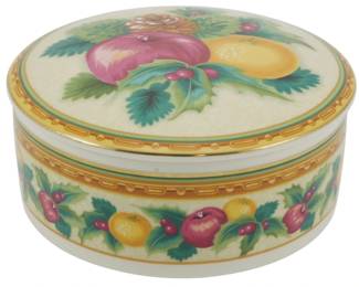 585 - Mikasa Holiday Fruit Porcelain Box 2.5x5"