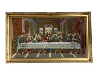 6125 - Framed Padded Fabric Last Supper 27.5 x 44.5