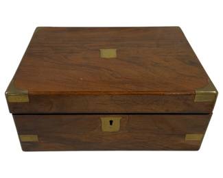 5661 - Antique Lap Desk w/ Inkwell & Felt Lined (Description): 12 x 9 x 5