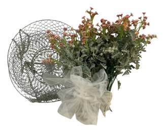 6390 - Hanging Wired Baskets w/ Faux Flowers