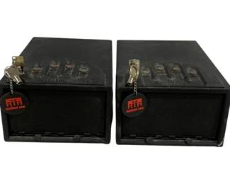 6474 - 2 Gun Vault Pistol Safes w/ keys (Description): 8 x 12 x 6