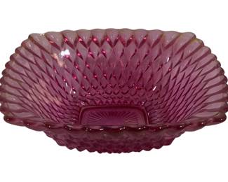 6574 - Pink Glass Dish - 6.5 x 6.5