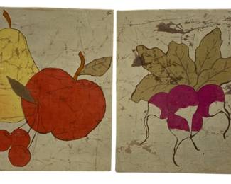 5037 - 2 Cloth Canvas Batik Artwork - 10.5 x 12.5