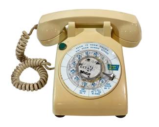 6020 - Vintage Rotary Dial ITT Phone 9 x 9 x 5.5 (Description): Used as is electric/electronic/mechanical item. No guarantee all components, untested