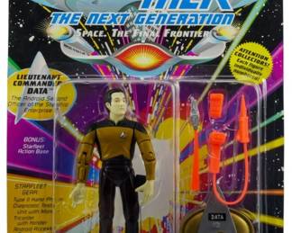 541 - Playmates Star Trek TNG Lt Commander Data (Description): Unopened Playmates Star Trek The Next Generation action figure in original packaging featuring Lieutenant Commander Data. The figure remains sealed in its original box, never opened.