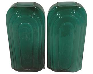 5491 - Pair Art Glass Vases 10" Tall