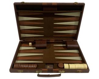 5767 - Vintage Backgammon Game in Case (Description): 18 x 11.5 x 2.5