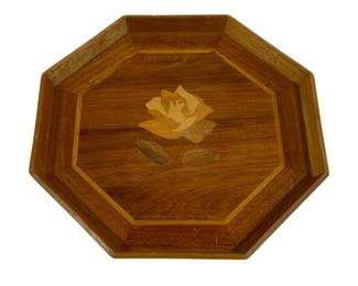 5638 - Inlaid Wood Tray - 14.25 x 14.25