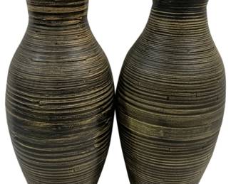 6529 - 2 Polyresin Vases in Antique Brown - 22" tall