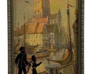 5096 - Vintage Framed Sillhoutte Print - 6.75 x 8.75