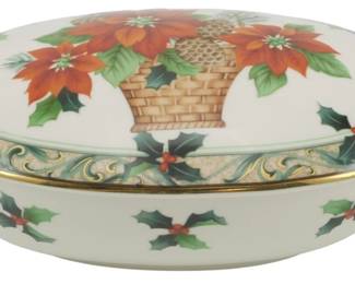 587 - Mikasa Poinsetta Porcelain Box 3x6x4.5