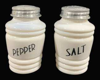 5230 - Milk Glass Salt & Pepper Shakers - 5" Tall