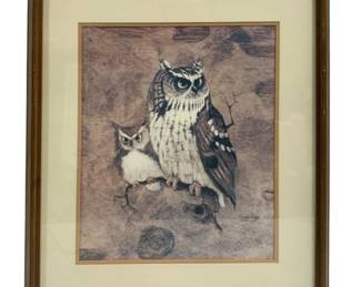 5201 - Framed RIchard Hinger Screech Owl Print - 24 x 29