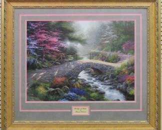 9129 - Bridge of Hope Giclee by Thomas Kinkade (Description): 35 X 31