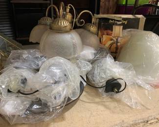 7017 - Lot of Hangng Light Fixtures (Description): Used as is electric/electronic/mechanical item. No guarantee all components, untested.