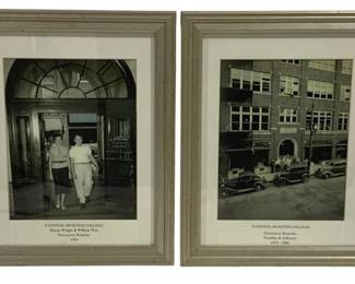 5410 - 2 Vintage Framed Photos - 12 x 15 (Description): National Business College