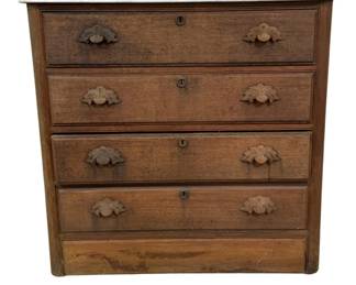 4815 - Victorian Marble Top 4 Drawer Chest (Description): 38 x 39 x 18, carved pulls