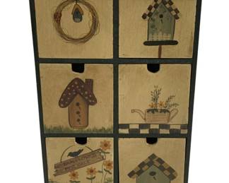 5075 - Wood 6 Drawer Storage Box - 15 x 10 x 5
