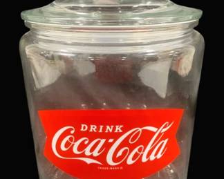 5225 - Coca-Cola Glass Jar w/ Lid - 10.5 x 7