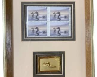 8222 - Framed '95 Commemorative Ducks Unlimited Stamps (Description): 8 x 10