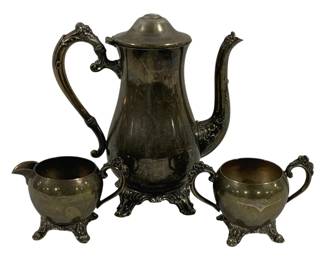 5380 - 3pc Silver Plated Tea Set (Description): As Is/Top Broken on Tea Pot