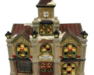 4346 - Lighted Train Station - 9.5 x 8 x 5.5 (Description): Used as is electric/electronic/mechanical item. No guarantee all components, untested.