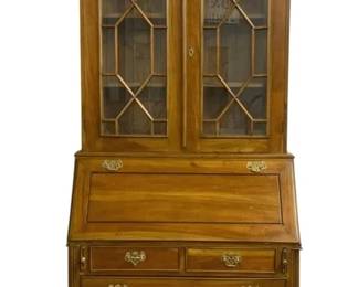 3031 - Chippendale Style Mahogany Secretary Desk (Description): w/ a Bookcase Top - 95 x 37 x 18