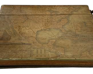 5163 - Antique Chalkboard/World Map - 22 x 16.5 x 4