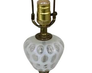 5006 - Vintage Fenton Coin Dot Table Lamp - 22" Tall (Description): Used as is electric/electronic/mechanical item. No guarantee all components, untested.