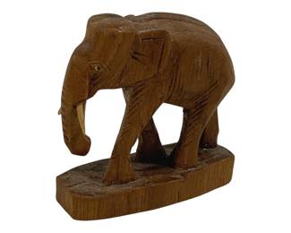 4379 - Carved Wood Elephant - 3.5 x 3 x 1.5