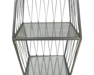 4824 - Metal/Glass Storage Cubby Side Table (Description): 29 x 16 x 13