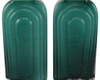 579 - Pr Aquamarine Glass Vases 10"