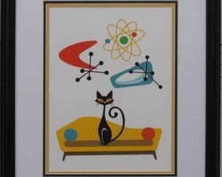 9015 - Atomic Cat on Couch (Description): 17.5 X 20