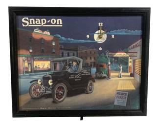 5988 - Snap-On Electric Clock - 15 x 12 (Description): Used as is electric/electronic/mechanical item. No guarantee all components, untested.
