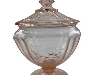 7003 - Mayfair Pink Depression Glass Candy Dish (Description): 9" Tall
