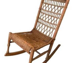 3011 - Wood & Woven Rocker - 32 x 40 x 18