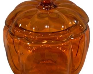 6205 - Anchor Hocking Orange Glass Cookie Jar (Description): 7 x 8