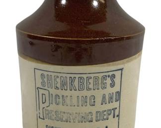 5345 - Vintage Shenkberg's Stoneware Jug - As Is/Chipped (Description): 10" Tall