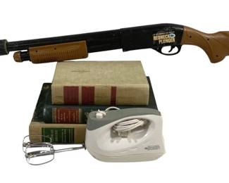 5723 - Lot of Assorted Items - Books, Mixer & Redneck (Description): Plunger