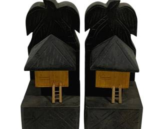 4162 - 2 Wood Bookends - 4 x 3 x 6
